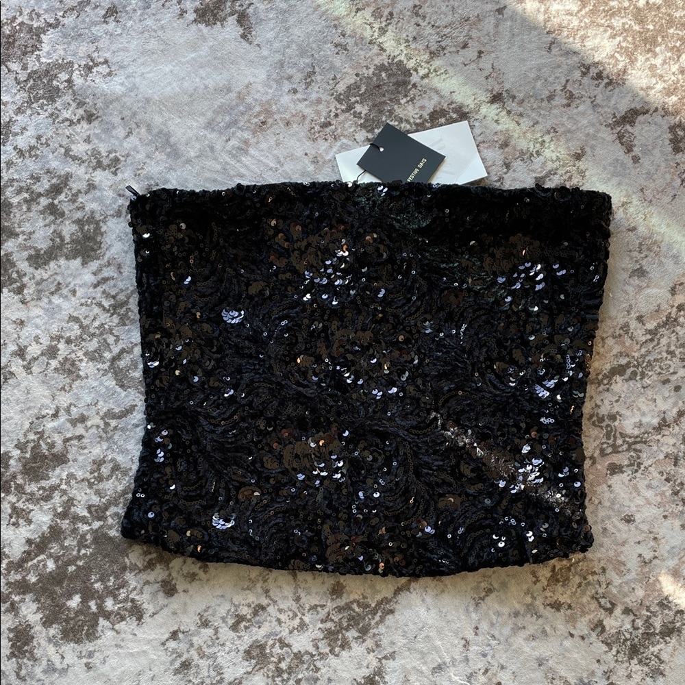 Zara Black and Gold Sequin Blouse